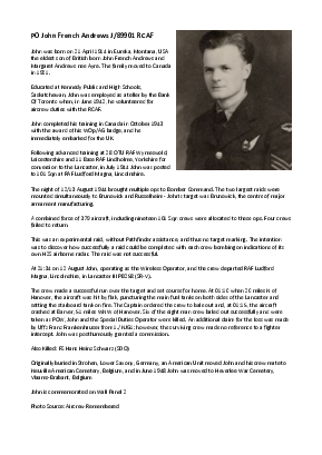 A preview of a PDF biography for Andrews, John French